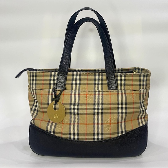 Auth Vintage Burberry House Check Hand Bag Purse - Picture 1 of 8